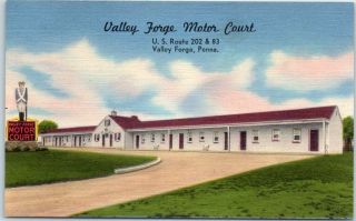 Pennsylvania Postcard Valley Forge Motor Court Motel Route 202 Roadside Linen
