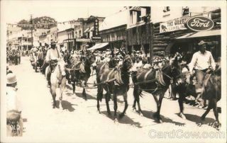Rppc Angels Camp,  Ca Street Scene With Horses Calaveras County California Vintage