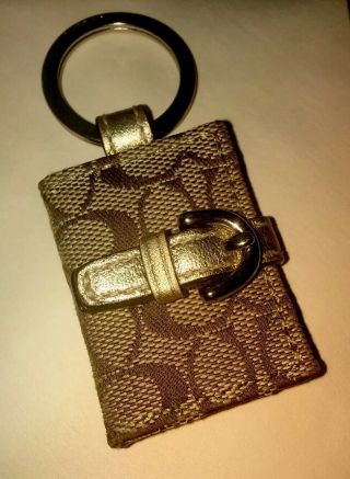 Coach 2” Mini Patent Leather Photo Wallet Keychain Keyring Made In India
