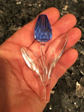 Estate Swarovski Crystal Blue Tulip 3 1/2” W/original Box