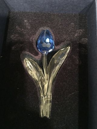 Estate Swarovski Crystal Blue Tulip 3 1/2” W/Original Box 3