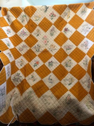 State Flowers Quilt - Hand Quilted