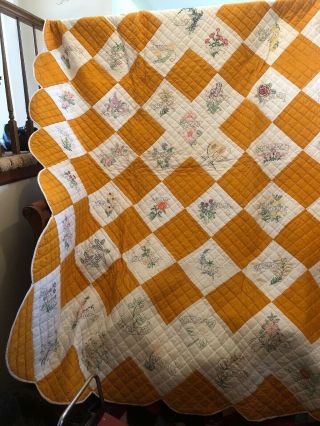 State Flowers Quilt - Hand Quilted 2