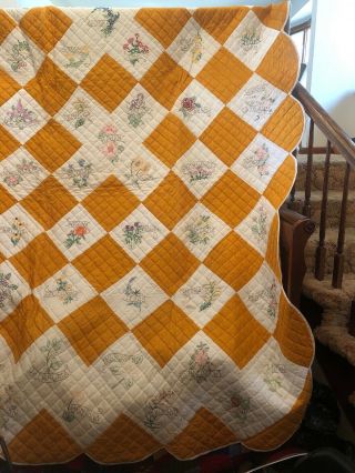 State Flowers Quilt - Hand Quilted 3
