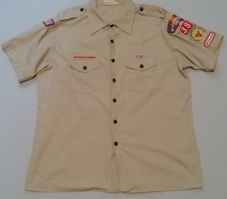 Vintage ? Mens Boy Scouts Uniform Shirt Size Xl Patches Pennsylvania Scoutmaster