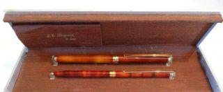 S.  T.  Dupont Classic Laque De Chine Fountain & Ballpoint Pens With 18k Gold Nib
