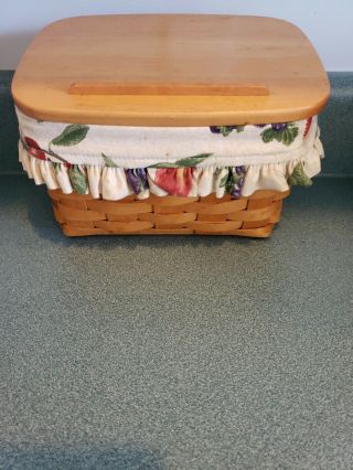 Longaberger,  Recipe Basket With Wooden Lid,  Guc - Dated 1998 - 6 " X 8 " In Size.