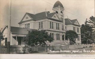 Rppc Public School,  Menlo Park,  Ca San Mateo County California Real Photo Postcard