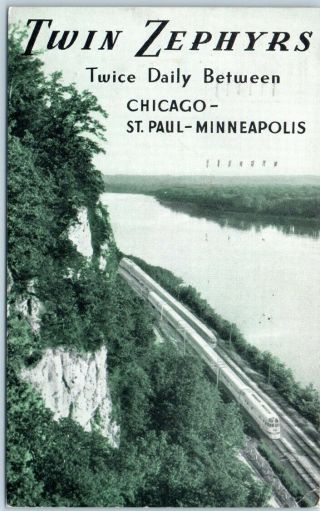 1938 Burlington Route Railroad Postcard Twin Zephyrs Chicago - Twin Cities