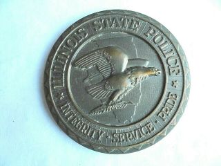 Vintage Illinois State Police Bronze Medallion Paperweight