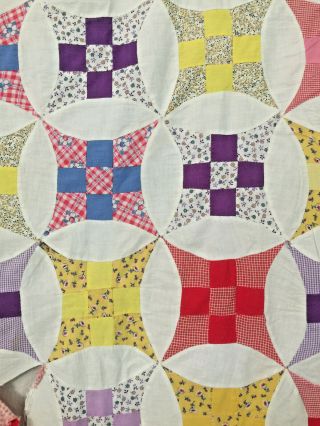 Vintage Nine Patch Star Quilt Top in 1930 ' s Feedsack Fabrics 4