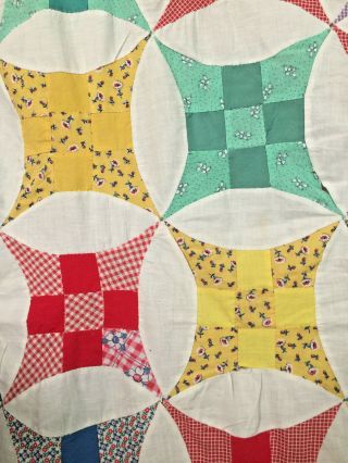 Vintage Nine Patch Star Quilt Top in 1930 ' s Feedsack Fabrics 6