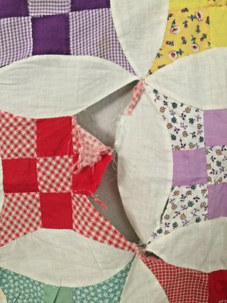 Vintage Nine Patch Star Quilt Top in 1930 ' s Feedsack Fabrics 7