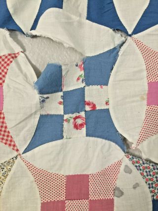 Vintage Nine Patch Star Quilt Top in 1930 ' s Feedsack Fabrics 8