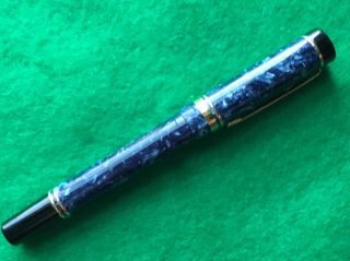 Parker Duofold International Marble Blue Rollerball Pen With Gold Trim