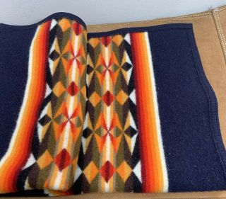 Pendleton Beaver State Wool Western Aztec Blue Orange Blanket 40.  5 X 27 3