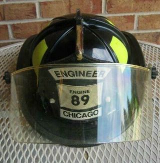 CHICAGO FIRE DEPARTMENT ENGINE 89 CAIRNS & BROS ENGINEER FIRE HELMET SOLID 12