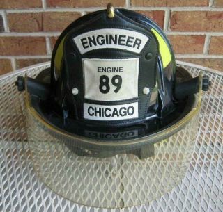 CHICAGO FIRE DEPARTMENT ENGINE 89 CAIRNS & BROS ENGINEER FIRE HELMET SOLID 3