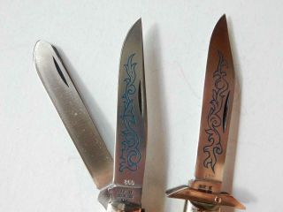 1977 CASE XX,  SET OF 8 BLUE SCROLL,  STAG KNIVES,  ETCHED,  Y308 10
