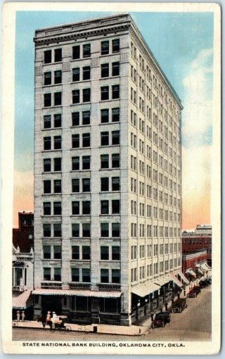 Oklahoma City Okc Postcard State National Bank Building Street View 1916 Cancel