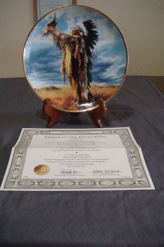 1991 Franklin Collector Plate " Prayer To The Great Spirit " By Paul Calle