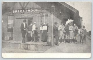 Spiritwood North Dakota Np Express Railroad Depot Baseball Players Parasol 1911