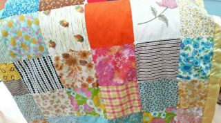 Vintage Handmade Patchwork Quilt 70 " X96 " Approx Patch 61/2 "