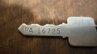 L4450 - Vintage 1960s RARE Authentic Early Playboy Club Key Hand Stamped 3