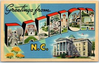 Raleigh North Carolina Large Letter Postcard State Capitol Curteich Linen C1940s