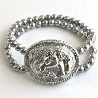 Arthur Court Jewelry Bracelet Aluminium 7.  5in Equestrian Horse Head Stretch Bead