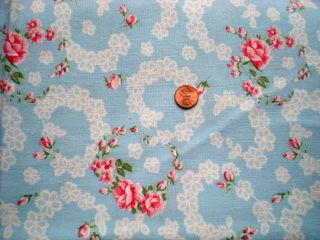 FLORAL Full Vtg FEEDSACK Quilt Sewing Doll Clothes Craft Sewing Blue Pink Green 2