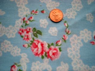 FLORAL Full Vtg FEEDSACK Quilt Sewing Doll Clothes Craft Sewing Blue Pink Green 3