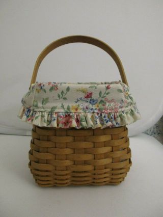 Longaberger 2004 Basket,  Double Swivel Handles Spring Floral Liner/plastic Prote