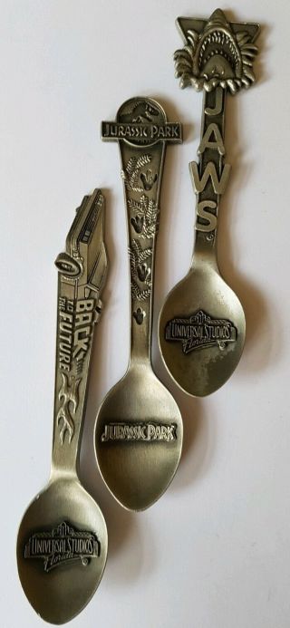Vtg Jaws - Back To The Future - Jurassic Park Pewter Spoon Universal Studios