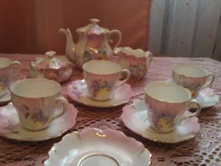 Vintage Delicate Antique Porcelain Childs Miniature Tea Set Unmarked