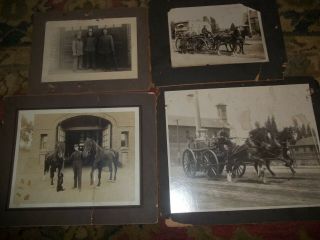 Antique Photos Of Horse Drawn Fire Engine,  And Station,  No Info Where.  Rough