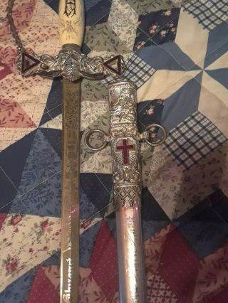 Masonic Named Antique Knights Templar Sword w/Scabbard - Henderson Ames Co. 6