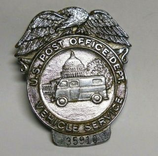 Vintage Obsolete U.  S.  Post Office Dept.  Vehicle Service Hat Badge