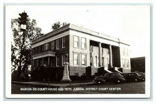 Vintage Postcard Rppc Marion County Court House Confederate Monument Texas C1