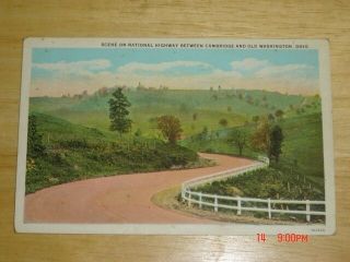 Scene On National Highway Between Cambridge And Old Washington Ohio Postcard