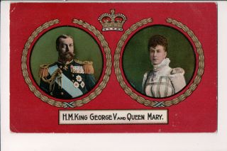 Vintage Postcard King George V & Queen Mary Of Great Britain