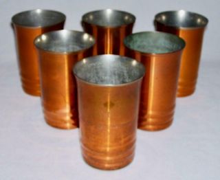 Old Colony Vintage Set (6) Anaconda Copper 8 Oz.  Cups W/tin Lining Wis,  Usa