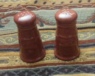 Longaberger Pottery Woven Traditions Paprika Red Salt & Pepper Shakers 3.  75 "