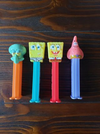 4 Piece Pez Candy Dispenser Spongebob Square Pants Patrick Squidward Nickelodeon
