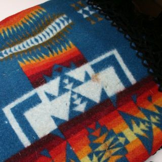 Vintage Pendleton Beaver State Aztec Blue Colorful 64x52 Blanket Rare 4