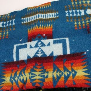 Vintage Pendleton Beaver State Aztec Blue Colorful 64x52 Blanket Rare 5