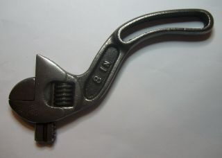 Antique S - Curved 8  Adjustable Wrench With Circle T Logo,  Pat.  Applied For