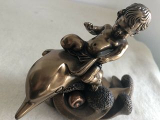 Giovanni Schoeman Cold Bronze “boy On A Dolphin” Signed/dated.  6” L,  3”w,  4 - 1/2”t.