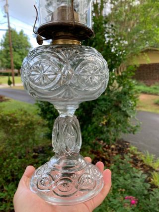 Gorgeous Eapg C1894 Antique Mckee Glass Co.  Britannic Kerosene Oil Lamp L@@k
