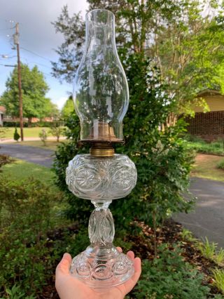 GORGEOUS Eapg c1894 Antique Mckee Glass CO.  BRITANNIC Kerosene Oil Lamp L@@K 2